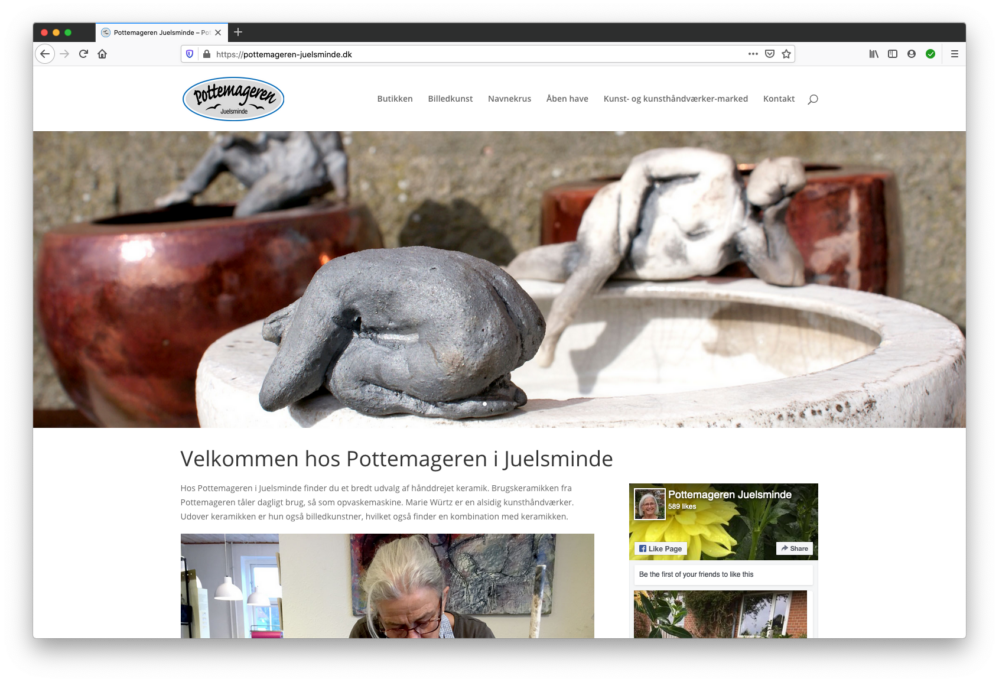 Würtz Grafisk - Pottemageren i Juelsminde hjemmeside - webdesign